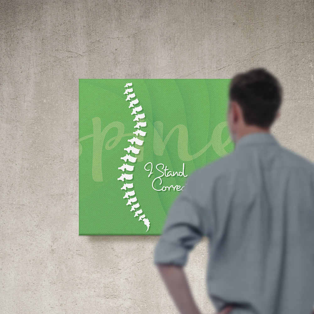 Chiropractic Poster: I Stand Corrected - Green Canvas Wrap
