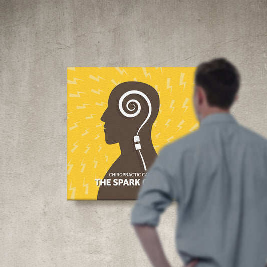 Chiropractic Poster: Chiropractic Spark of Life Yellow Canvas Wrap