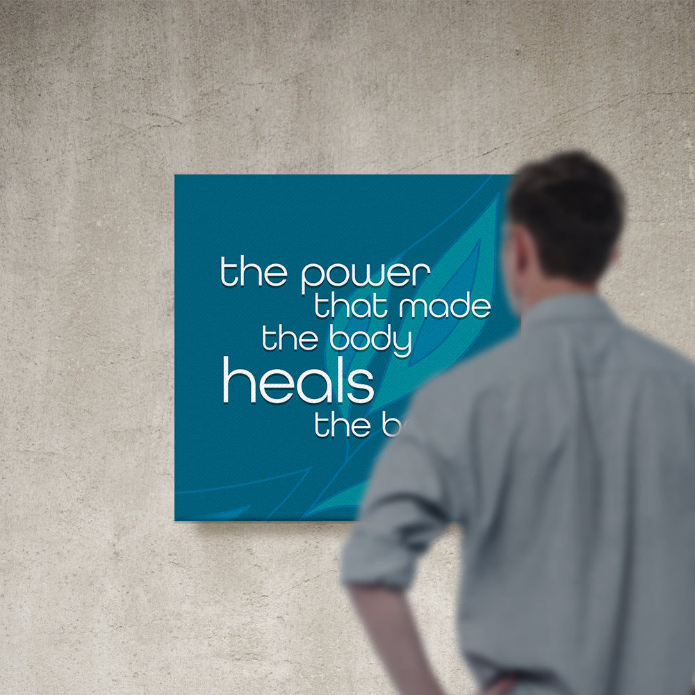 Chiropractic Poster: The Power That Made The Body Teal Leaves Canvas Wrap