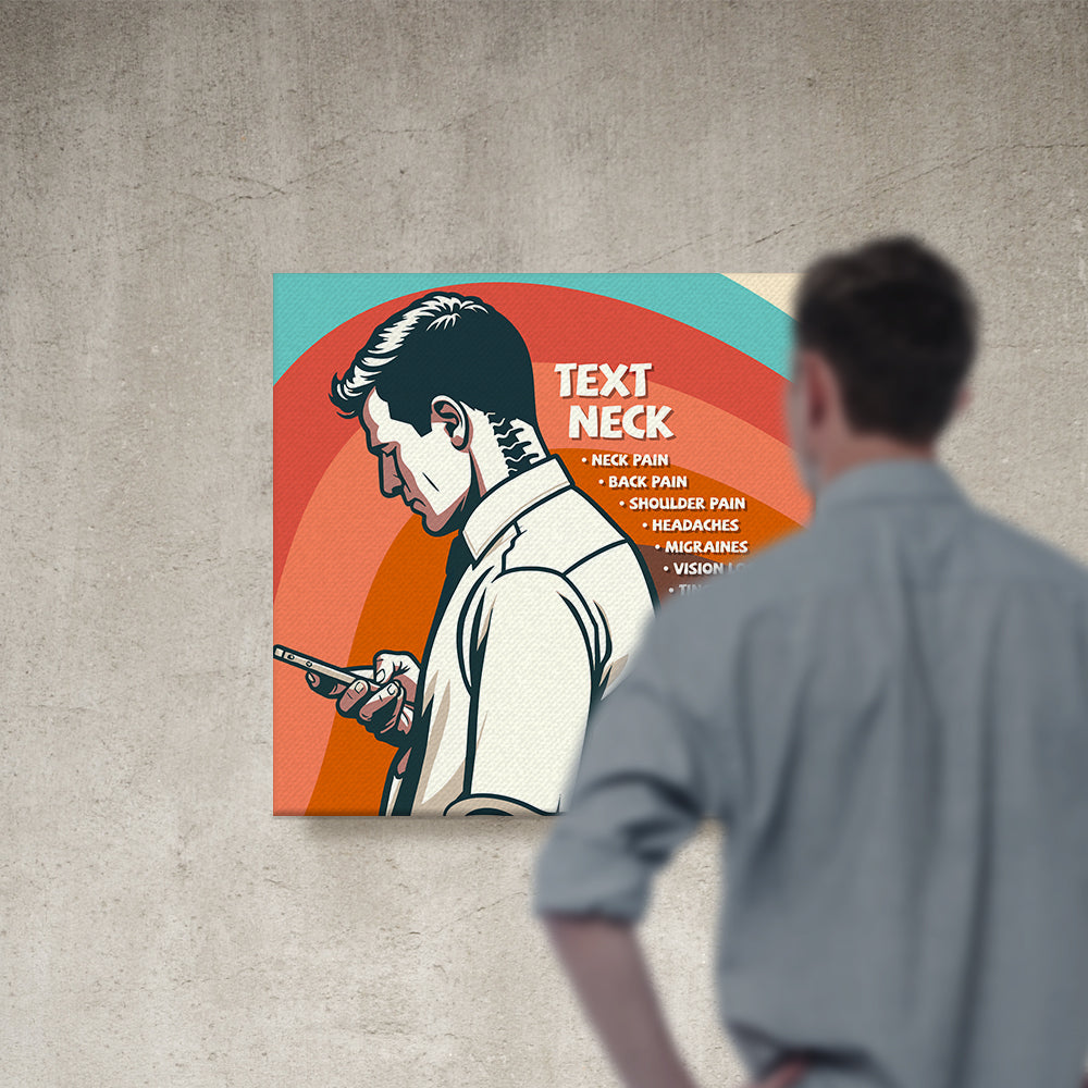 Chiropractic Poster: Dangers of Text Neck Retro Canvas Wrap