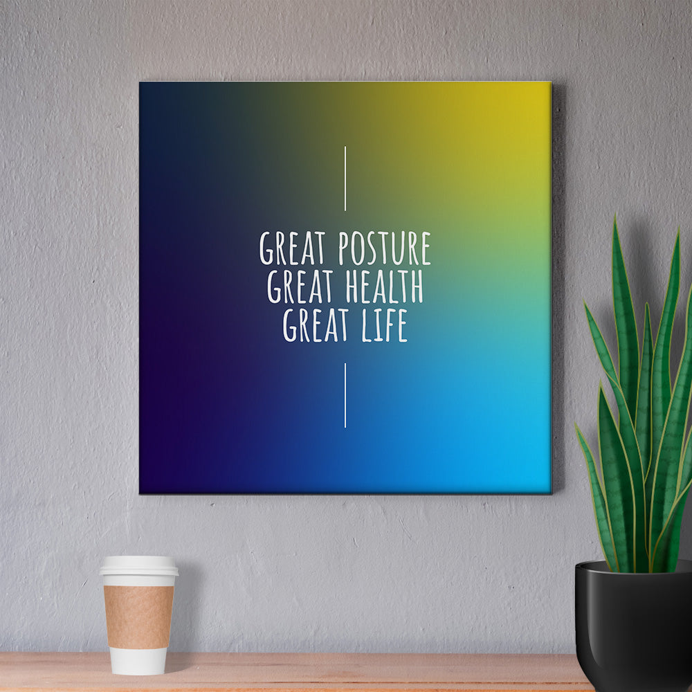 Chiropractic Poster: Great Posture Blue Yellow Canvas Wrap