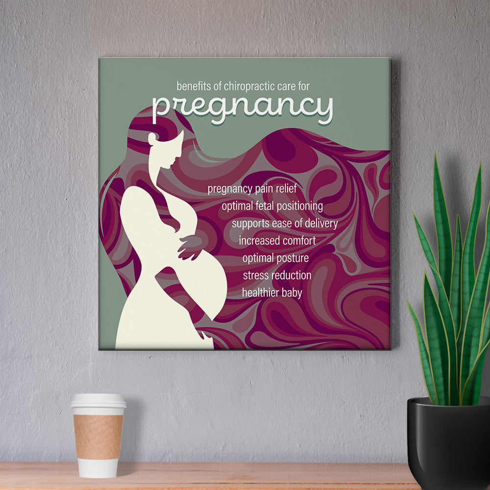 Chiropractic Poster: Benefits Pregnancy Green Canvas Wrap