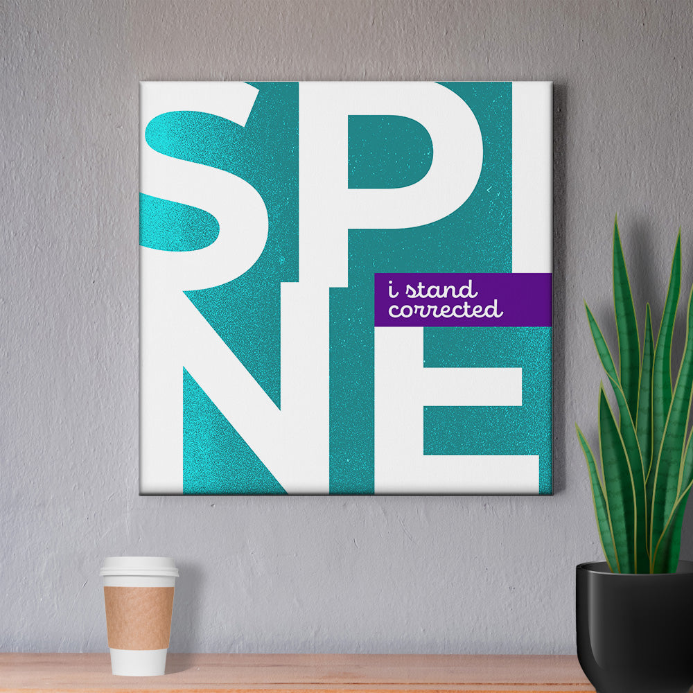 Chiropractic Poster: Spine Modern Large Letters Teal Canvas Wrap