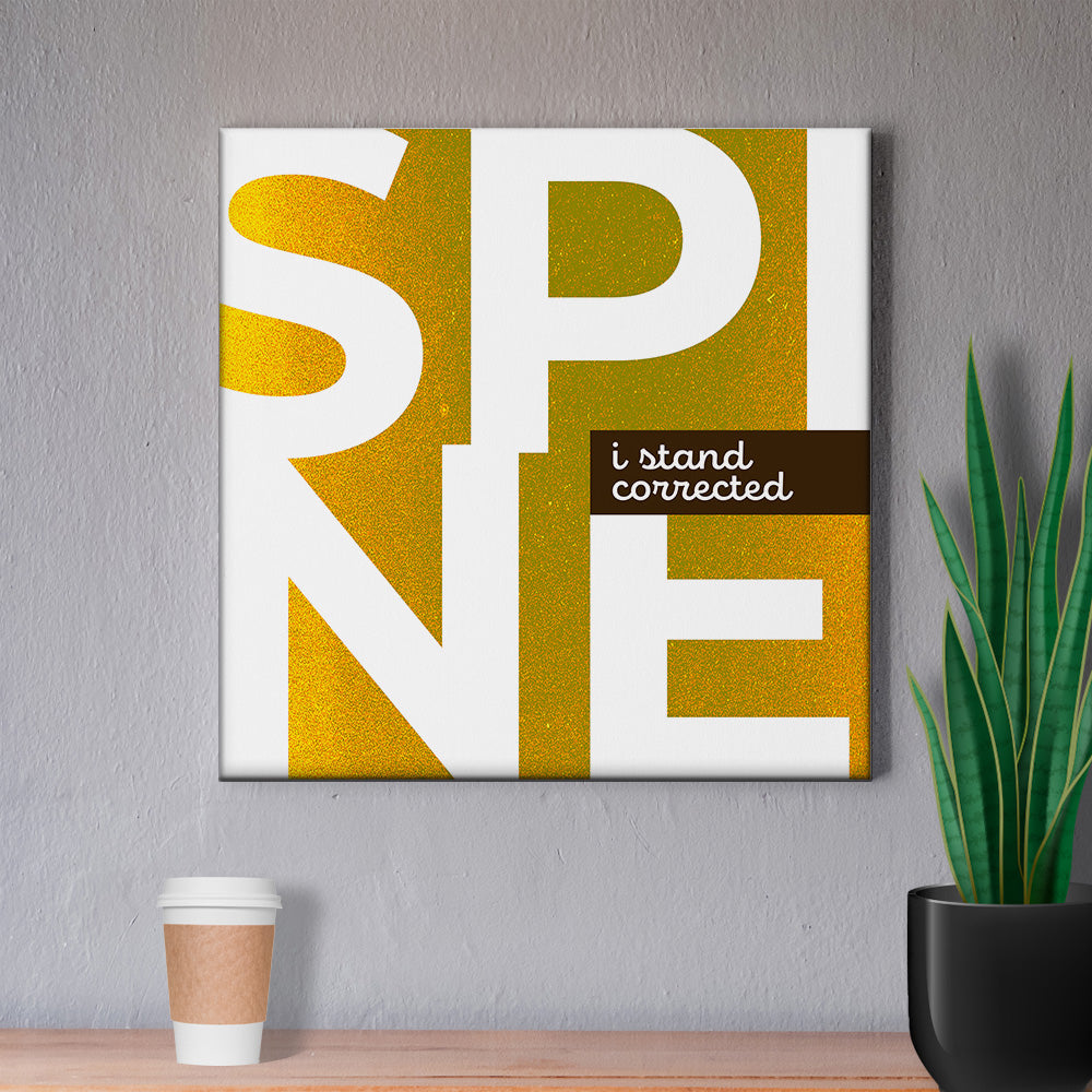 Chiropractic Poster: Spine Modern Large Letters Gold Canvas Wrap