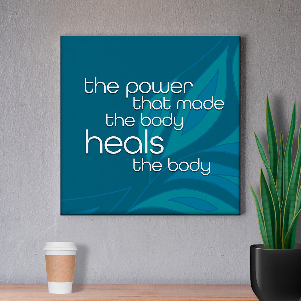 Chiropractic Poster: The Power That Made The Body Teal Leaves Canvas Wrap