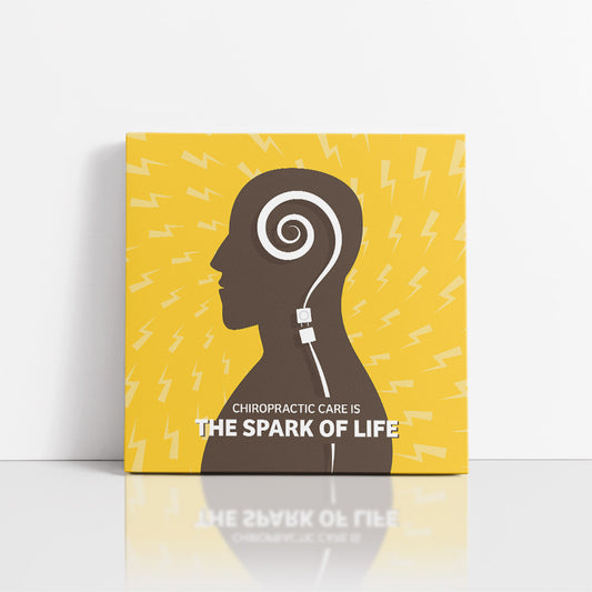 Chiropractic Poster: Chiropractic Spark of Life Yellow Canvas Wrap