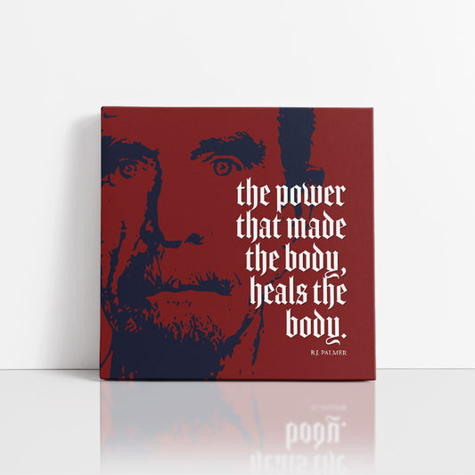 Chiropractic Poster: The Power That Made The Body Dark Red Canvas Wrap