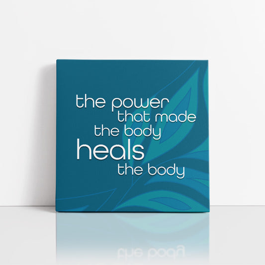 Chiropractic Poster: The Power That Made The Body Teal Leaves Canvas Wrap