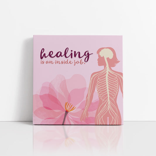 Chiropractic Poster: Healing is an Inside Job Pink Canvas Wrap