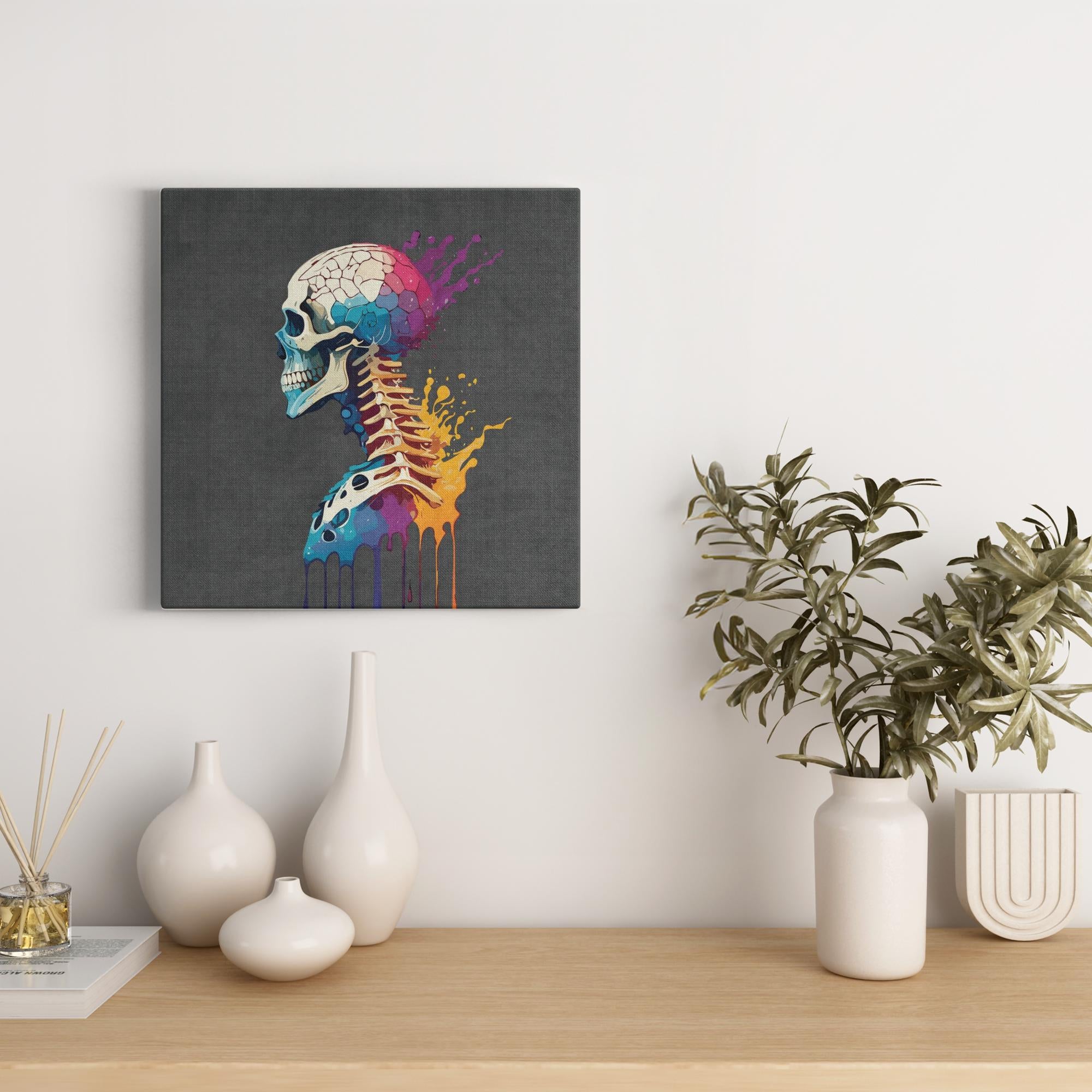 Chiropractic Poster: Skull and Spine Paint Splatter