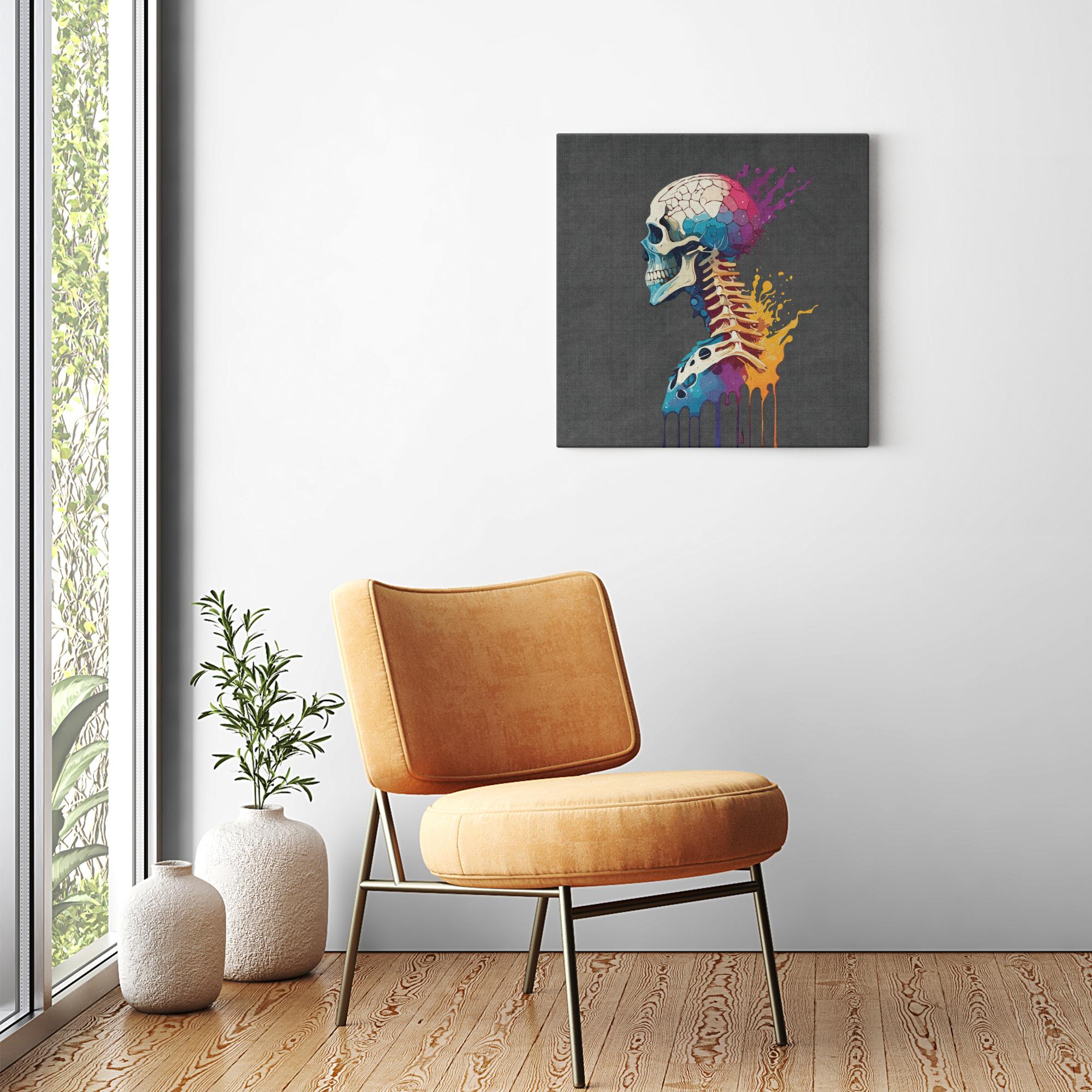 Chiropractic Poster: Skull and Spine Paint Splatter