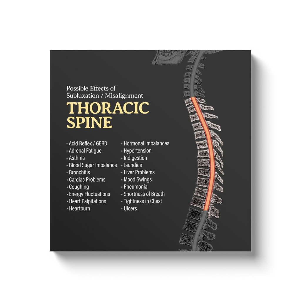 Chiropractic Poster: Thoracic Spine Symptoms Canvas Wrap
